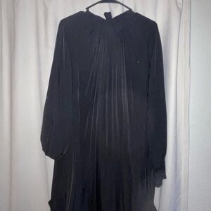 SHEIN black pleated mid dress with bow